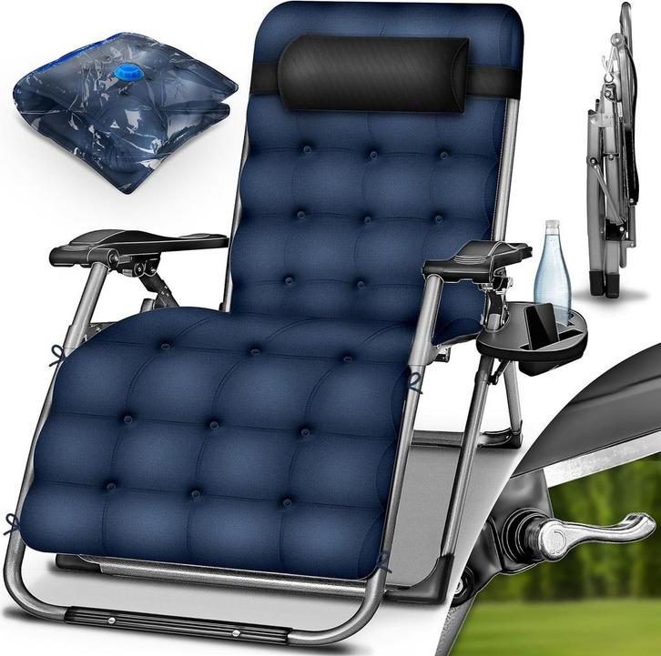 Tuinstoel - Ligstoel - Verstelbaar - Opvouwbaar - Blauw - Ti, Tuin en Terras, Ligbedden, Nieuw, Verzenden