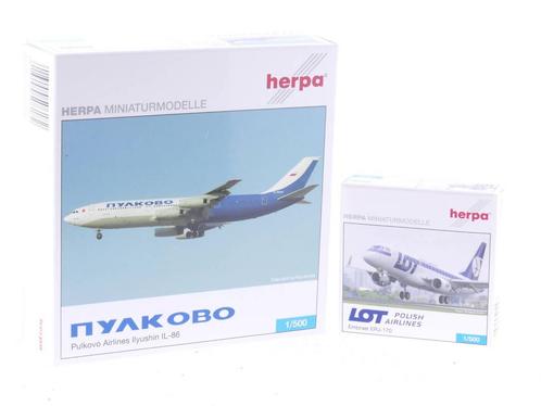 Schaal 1:500 Herpa 515108 Embraer ERJ-170 en Herpa 506182..., Hobby en Vrije tijd, Modelbouw | Vliegtuigen en Helikopters, Gebruikt