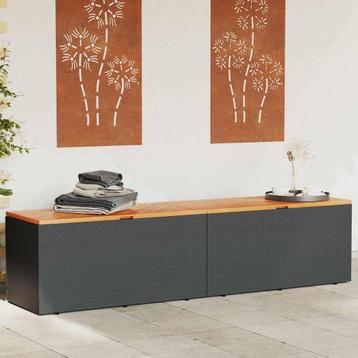 vidaXL Tuinbox 220x50x54 cm poly rattan en acaciahout zwart, Verzenden