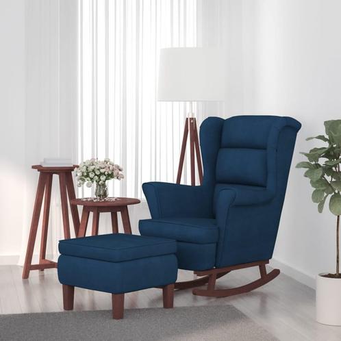 vidaXL Schommelstoel met houten poten en voetenbank fluweel, Huis en Inrichting, Stoelen, Nieuw, Verzenden