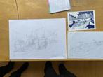 Kuijpers, Henk - Franka - Kerstkaart + 2 schetsen, Boeken, Nieuw