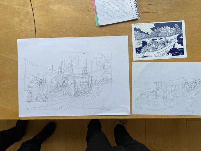 Kuijpers, Henk - Franka - Kerstkaart + 2 schetsen, Boeken, Stripverhalen