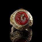 Islamitisch Zilver Ring met carneool intaglio met leeuw