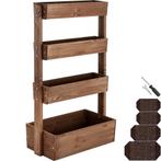 tectake Plantenbak Flora, gelakt hout, met plantenfolie - br, Tuin en Terras, Verzenden, Nieuw