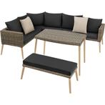tectake Wicker lounge Pula met aluminium frame - natuur, Tuin en Terras, Verzenden, Nieuw