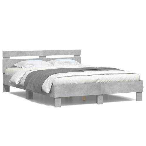 vidaXL Cadre de lit avec tête de lit et LED gris béton, Maison & Meubles, Chambre à coucher | Lits, Neuf, Envoi
