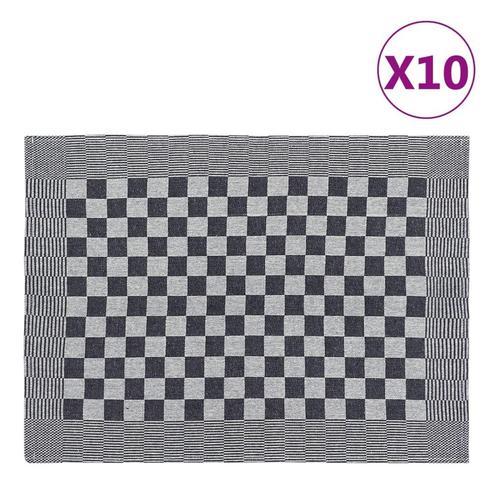 vidaXL Keukendoeken 10 st 50x70 cm katoen zwart en wit, Huis en Inrichting, Keuken | Textiel, Nieuw, Verzenden