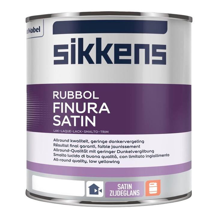 Sikkens Rubbol Finura Satin Wit 1L, Doe-het-zelf en Bouw, Verf, Beits en Lak, Wit, Nieuw, Verzenden