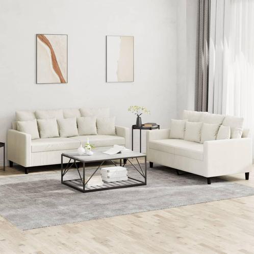 vidaXL 2-delige Loungeset met kussens fluweel crèmekleurig, Huis en Inrichting, Zetels | Zetels, Nieuw, Verzenden