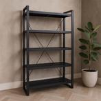 Boekenkast Mangohout Britt 120 Zwart, 100 tot 150 cm, Nieuw, Industriële meubels, 25 tot 50 cm