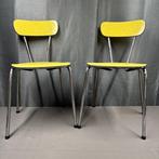 Stoel - Chroom, Hout - Twee formica keukenstoelen, Antiek en Kunst