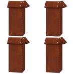 vidaXL Slakkenhekje 4 pcs Roestig 13,5 x 13,5 x 25 cm, Tuin en Terras, Bielzen en Borduren, Verzenden, Nieuw