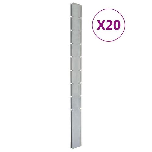 vidaXL Poteaux de clôture 20 pcs argenté 220 cm acier, Jardin & Terrasse, Poteaux, Poutres & Planches, Neuf, Envoi
