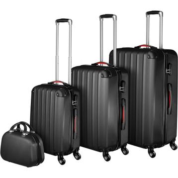 tectake Kofferset met beautycase 4-delig - zwart, Handtassen en Accessoires, Verzenden, Nieuw
