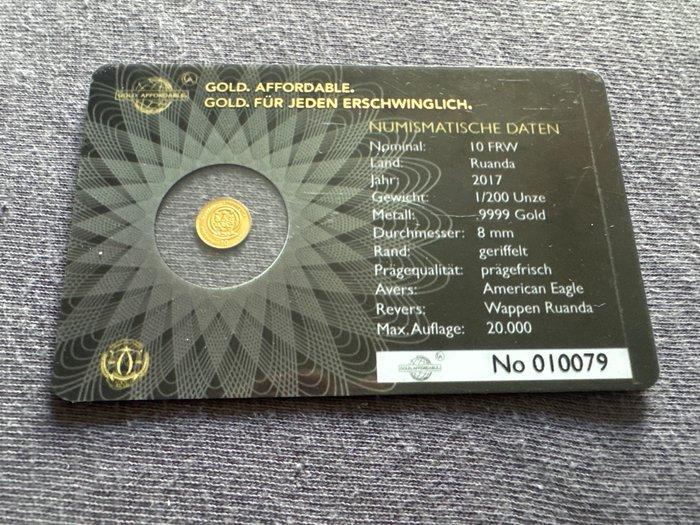 Rwanda. 10 Francs 2017 American Eagle - 1/200 oz (.999), Postzegels en Munten, Munten | Europa | Niet-Euromunten
