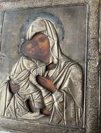 Icône - Notre-Dame de Vladimir - Argent, Bois, Antiek en Kunst