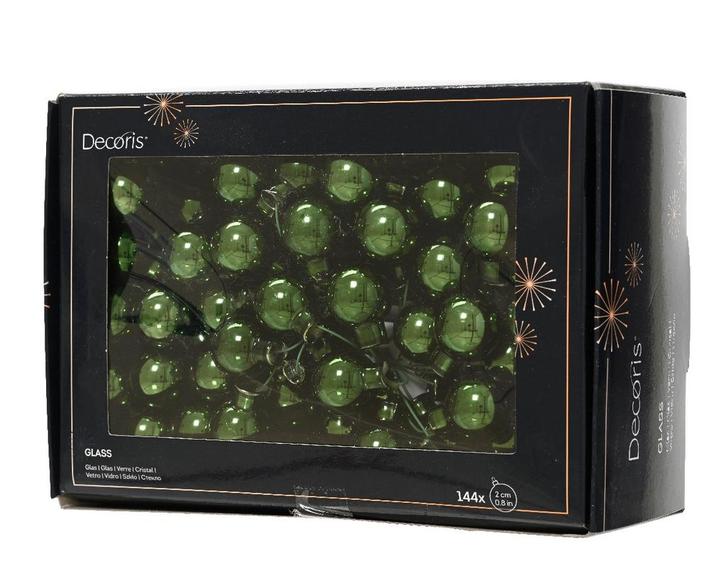 Balletjes op draad 2 cm dennengroen glans doos 144 stuks, Maison & Meubles, Accessoires pour la Maison | Plantes & Fleurs artificielles