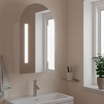 vidaXL Badkamerkast met spiegel en LED gebogen 42x13x70 cm, Verzenden