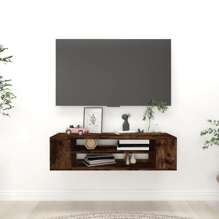 vidaXL Tv-hangmeubel 100x30x26,5 cm bewerkt hout gerookt, Huis en Inrichting, Kasten |Televisiemeubels, Nieuw, Verzenden