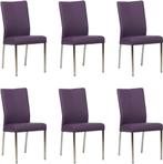 Set van 6 Paarse leren moderne eetkamerstoelen - Toledo Leer, Huis en Inrichting, Stoelen, Nieuw, Leer, Ophalen of Verzenden, Modern