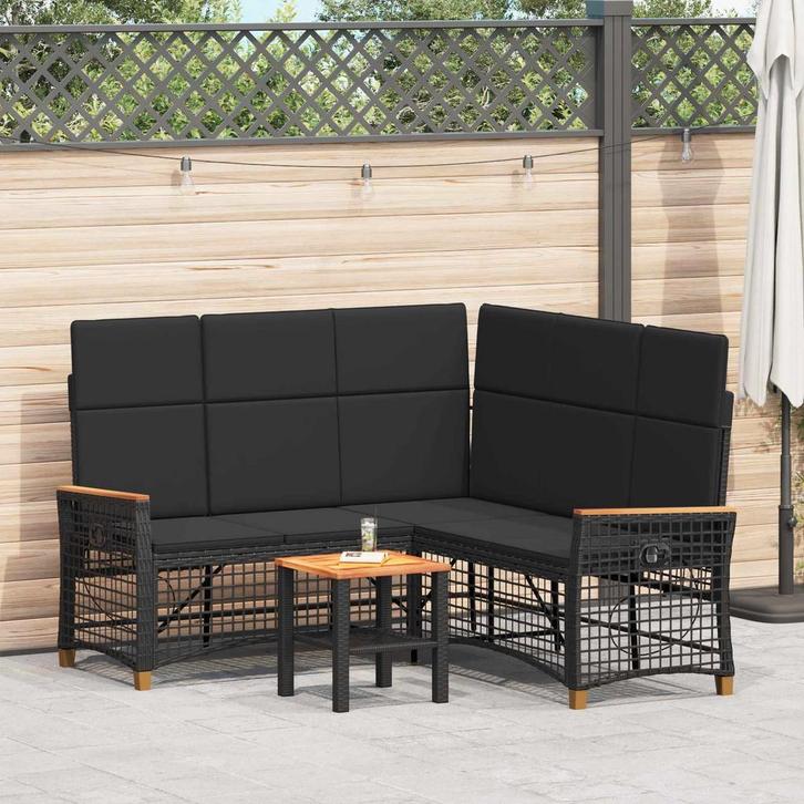 vidaXL Tuin verstelbare bank set Verstelbaar Zwart 164 x 164, Tuin en Terras, Tuinsets en Loungesets, Nieuw, Verzenden