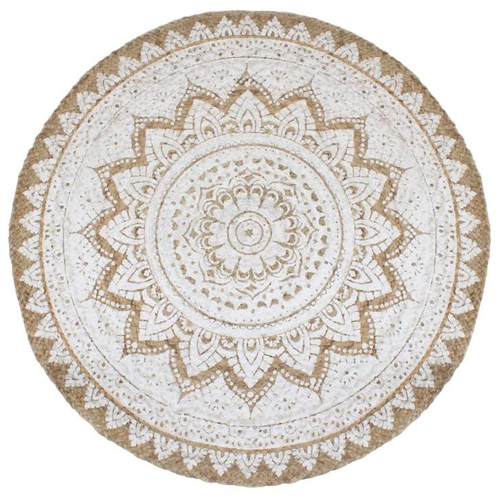 vidaXL Tapijt met print rond 240 cm gevlochten jute, Huis en Inrichting, Stoffering | Tapijten en Vloerkleden, Nieuw, Verzenden