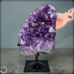 Natural Deep Purple Amethyst Druse op stand, Uruguay-