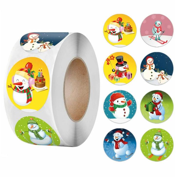500 Kerst Stickers Op Rol - 2.5cm - Kerststickers -, Hobby en Vrije tijd, Stickers en Plaatjes, Verzenden