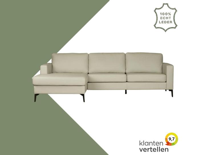 Leren hoekbank Match - 3 zits + longchair, Antiek en Kunst, Antiek | Meubels | Stoelen en Sofa's, Ophalen of Verzenden