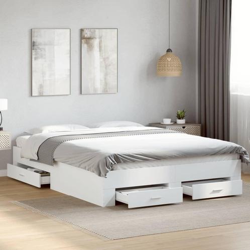 vidaXL Bedframe met lades bewerkt hout wit 150x200 cm, Huis en Inrichting, Slaapkamer | Bedden, Nieuw, Verzenden