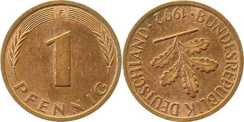 Duitsland Fehlpraegung 1 Pfennig 1992 F Stempeldrehung ca..., Postzegels en Munten, Munten | Europa | Niet-Euromunten, België