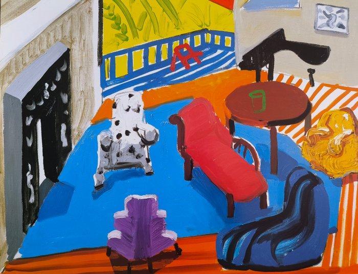 David Hockney (1937) - Montcalm Interior at 7 oclock, 1988, Antiquités & Art, Art | Dessins & Photographie