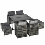 Tuinset - PolyRattan - 8 personen - Grijs, Ophalen of Verzenden, Nieuw