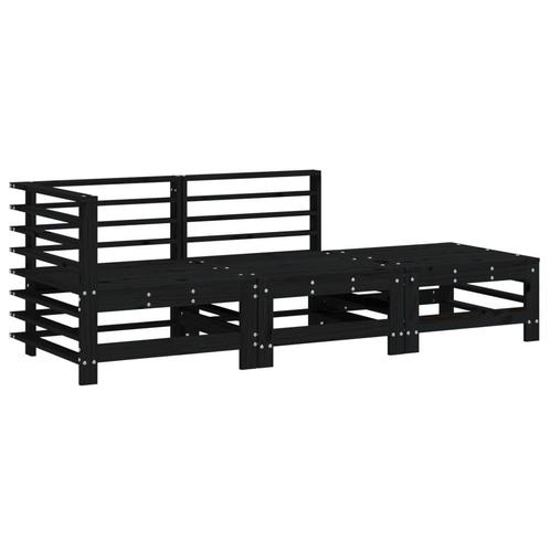 Goedkope Zwarte Loungeset Hout | Retour Deal | 3-Delig, Tuin en Terras, Tuinsets en Loungesets, Nieuw, Hout, Loungeset, 3 zitplaatsen