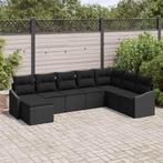 vidaXL Tuinbank Set 8 pcs Zwart Poly rattan, Tuin en Terras, Verzenden, Nieuw