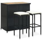vidaXL 3-delige Barset poly rattan zwart, Verzenden, Nieuw