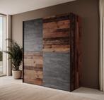 Kledingkast - Old wood Grijs - 170cm - Schuifdeuren, Huis en Inrichting, Verzenden, Nieuw