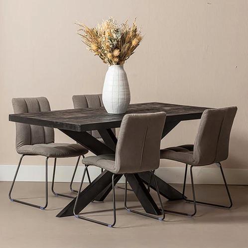 Mangohouten Eettafel Rechthoek Donald 140x90 cm Zwart (6cm), Huis en Inrichting, Tafels | Eettafels, 50 tot 100 cm, 100 tot 150 cm