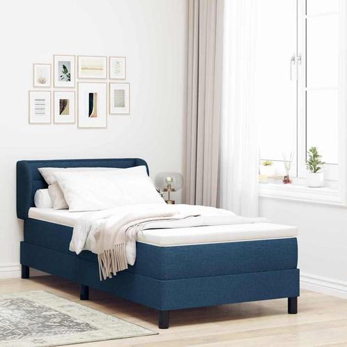 vidaXL Boxspringbed met matras met matras Blauw 90 x 200 cm, Huis en Inrichting, Slaapkamer | Bedden, Nieuw, Verzenden