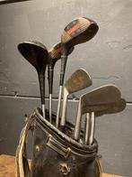 Antique - golf bag with 9 vintage golf clubs