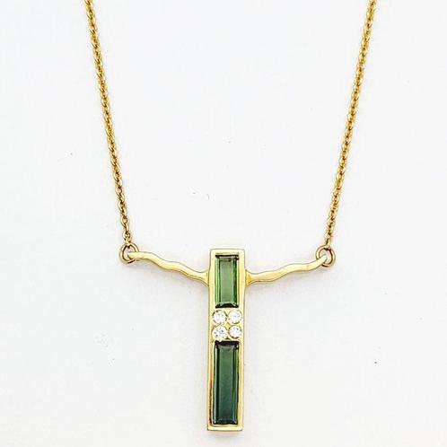 Halsketting - 18 karaat Geel goud - 0.14ct. tw. Diamant, Handtassen en Accessoires, Kettingen