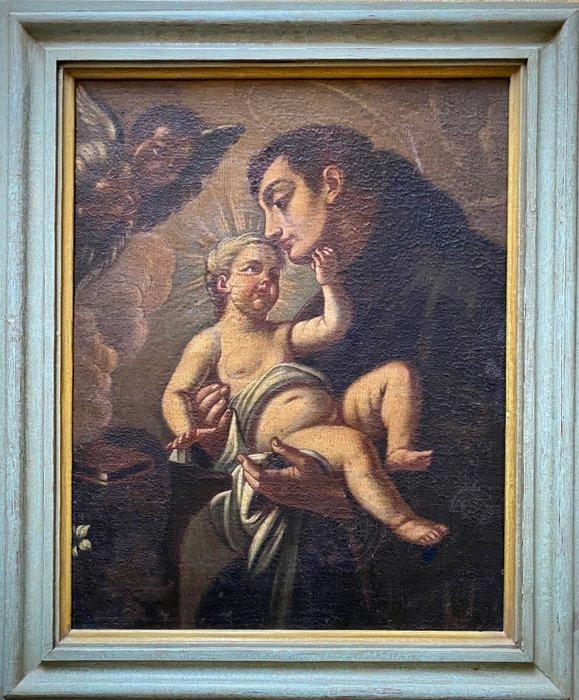 Scuola veneta (XVIII) - Sant’Antonio con il Bambino e Angeli, Antiek en Kunst, Kunst | Schilderijen | Klassiek