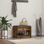 vidaXL Hallenbank met kussen met plank Gerookte Eik 63 x 38, Verzenden, Nieuw