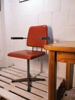 Chaise - Chaise de bureau vintage - Acier, Bois, Cuir, Antiquités & Art