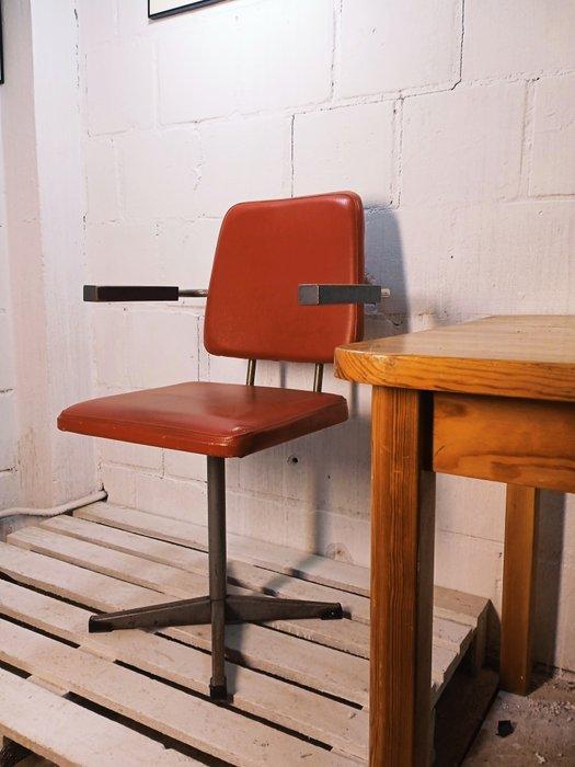 Chaise - Chaise de bureau vintage - Acier, Bois, Cuir, Antiquités & Art, Art | Objets design