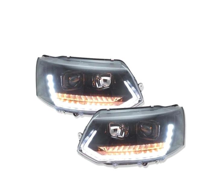 PHARES VW T5 GP 09-14 DRL + CLIGNOTANTS LED DYNAMIQUES NOIR, Auto-onderdelen, Verlichting, Verzenden