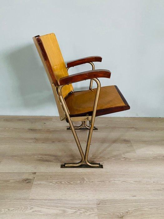 Stoel - Hout, Metaal - Vintage bioscoopsstoel, Antiek en Kunst, Kunst | Designobjecten