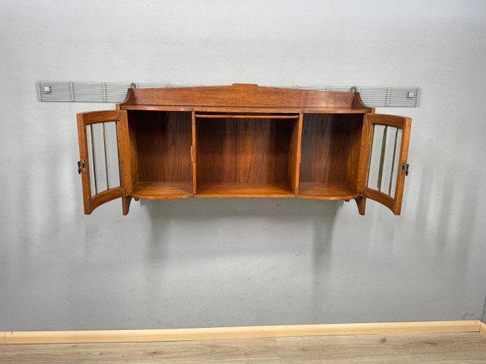 Charmante houten halkast met facetglas In de deurtjes -, Antiek en Kunst, Curiosa en Brocante