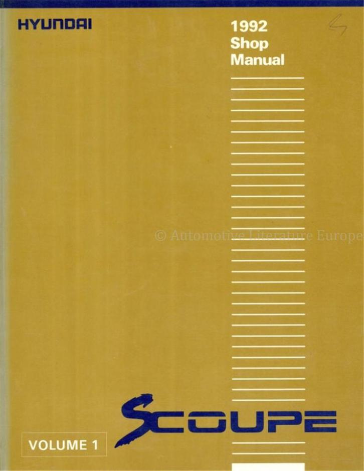 1992 HYUNDAI SCOUPE WERKPLAATSHANDBOEK ENGELS (2 BOEKEN), Auto diversen, Handleidingen en Instructieboekjes