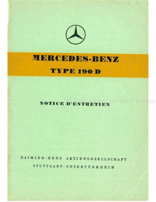 1958 MERCEDES BENZ 190 D INSTRUCTIEBOEKJE FRANS, Auto diversen, Handleidingen en Instructieboekjes